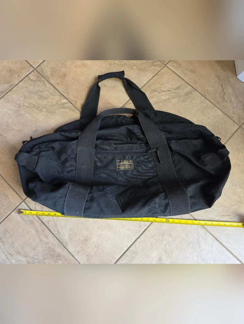 Eddie Bauer Classic Black Canvas Duffel Bag - EUC